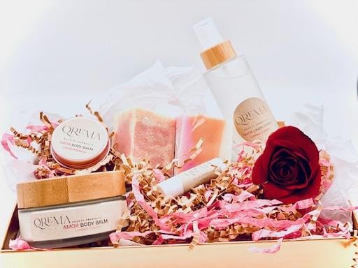 All natural and organic, Qrema Beauty Products. Gift Card - Qrema body balm, body cream, lip balm, soap, hand sanitizer, linen spray. The perfect gift. Gift box.