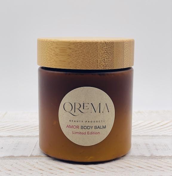 Qrema AMOR Body Balm Reserve is a romantic floral scent!  Qrema Body Balm is made with Shea Butter. Qrema Body Balm will give you an intense hydrating experience. It is made out of natural ingredients. It will hydrate your skin instantly leaving you with amazingly soft skin without the greasy feeling. The container is bpa free and bamboo lid and 8 oz. Body Cream. Body Butter. Vegan.